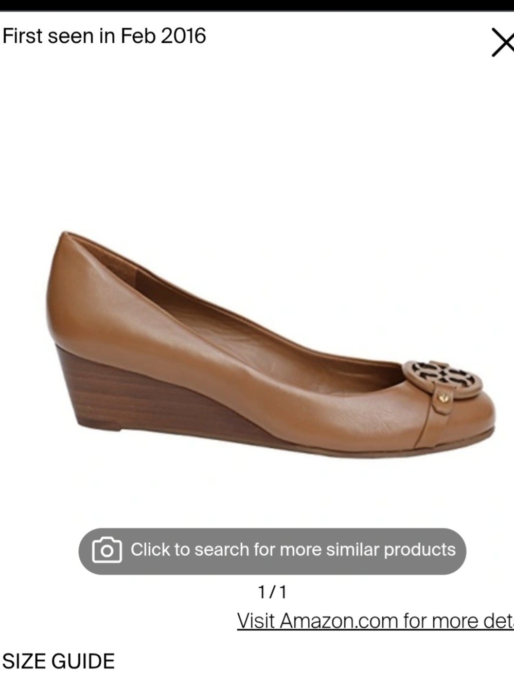 Tory Burch Mini Miller 45mm Cut-Out Logo Medallion Leather Wedge Royal Tan 6.5
